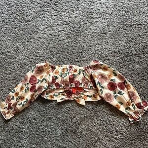 Little girls 3-4Y floral crop top long sleeve top